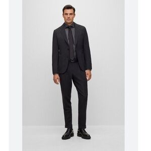 Hugo Boss Men’s Black Super 100 Two Piece Suit Designer
